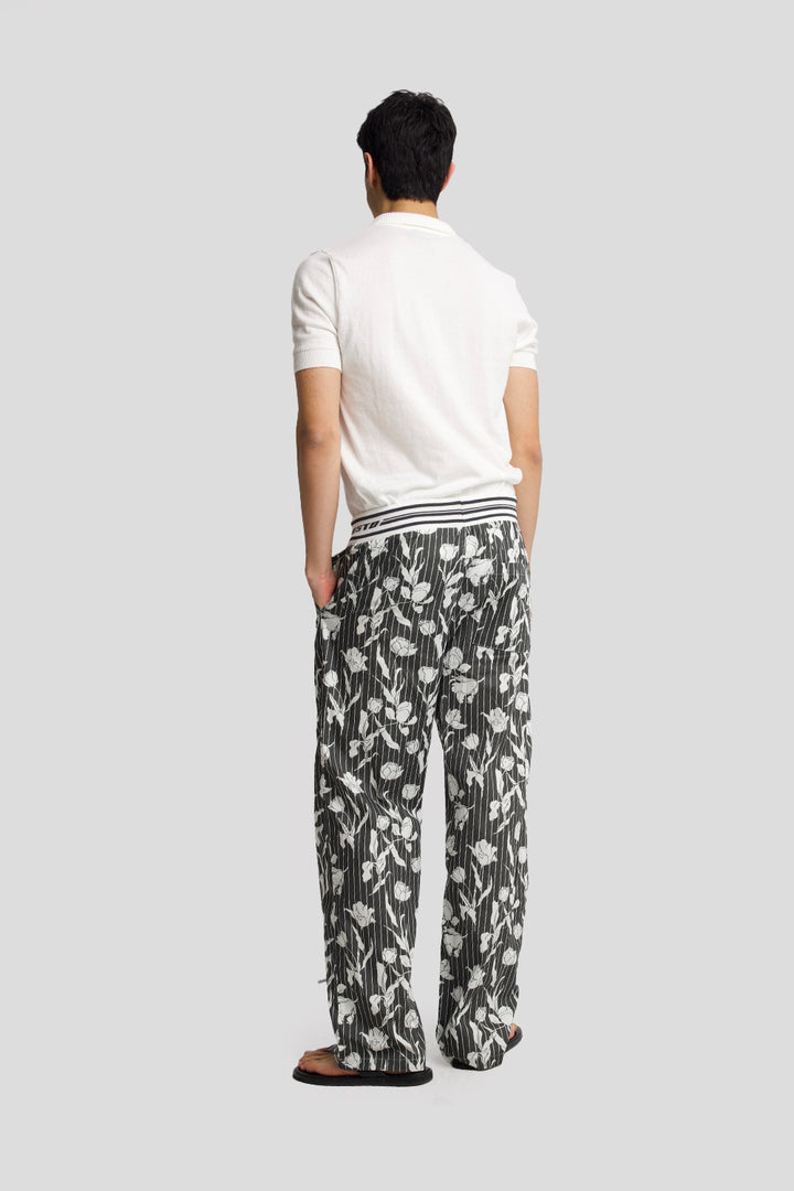 Giesto Pantalon en popeline imprimé - Noir
