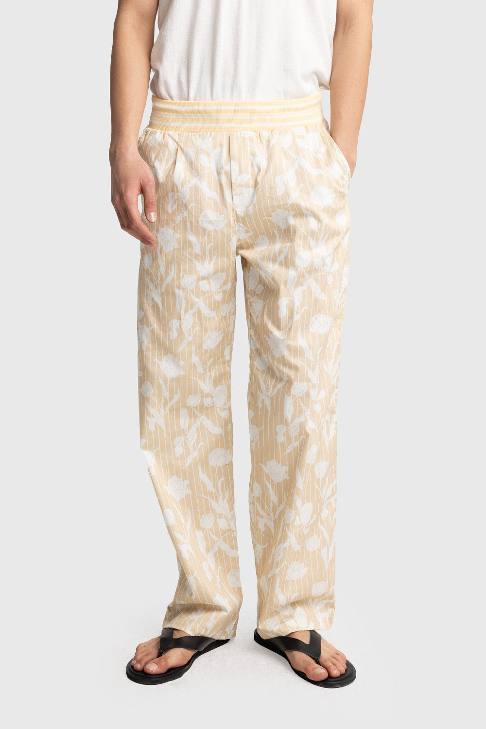 Giesto Pantalon en popeline imprimé - Jaune