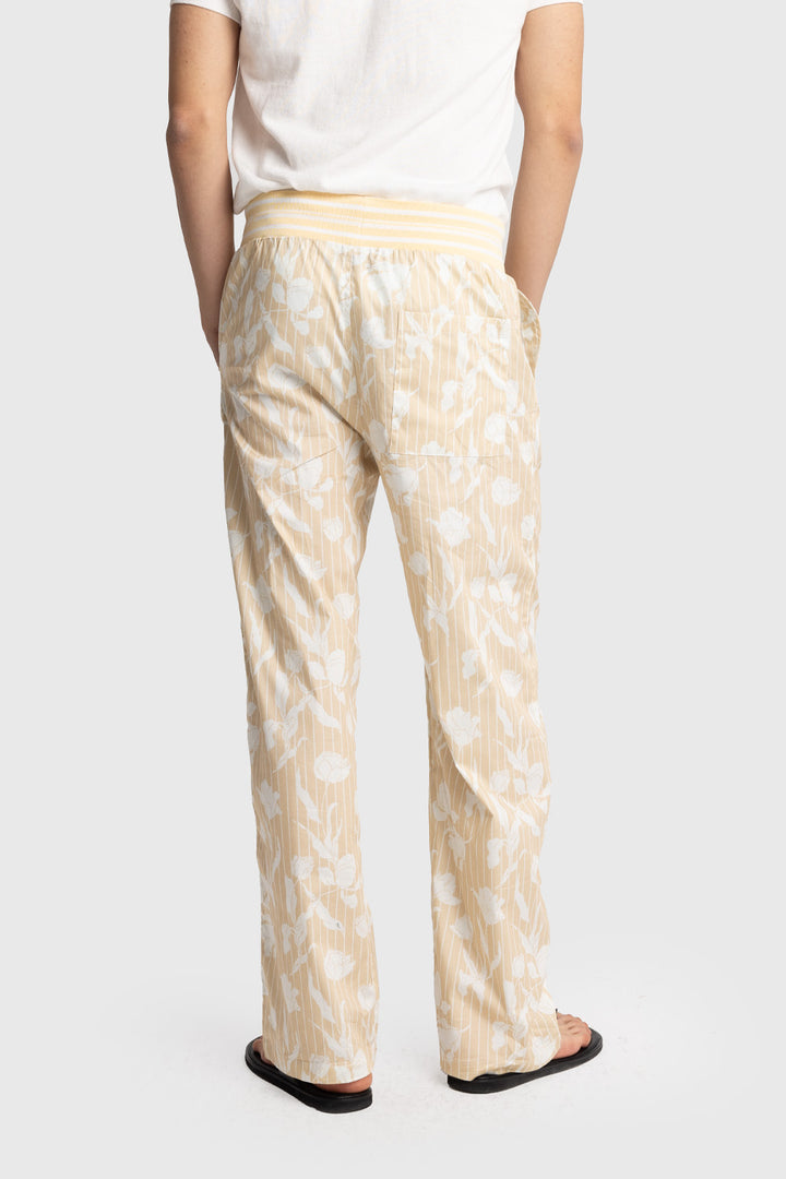 Giesto Pantalon en popeline imprimé - Jaune