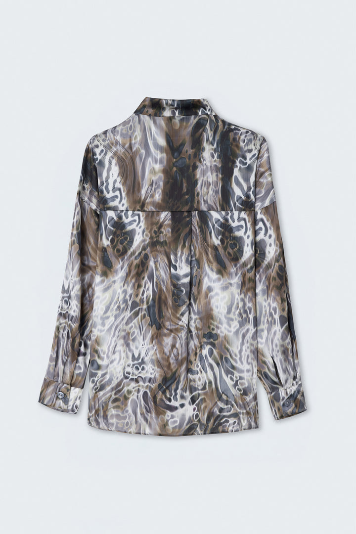 Sateen Chemise ample à motifs - Marron