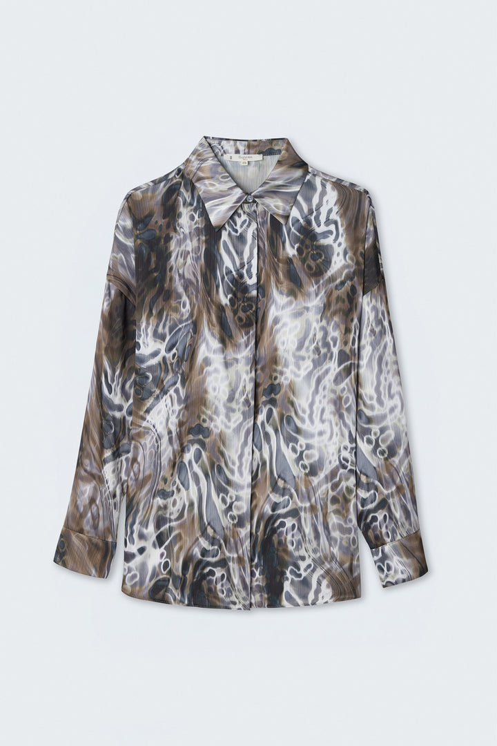Sateen Chemise ample à motifs - Marron
