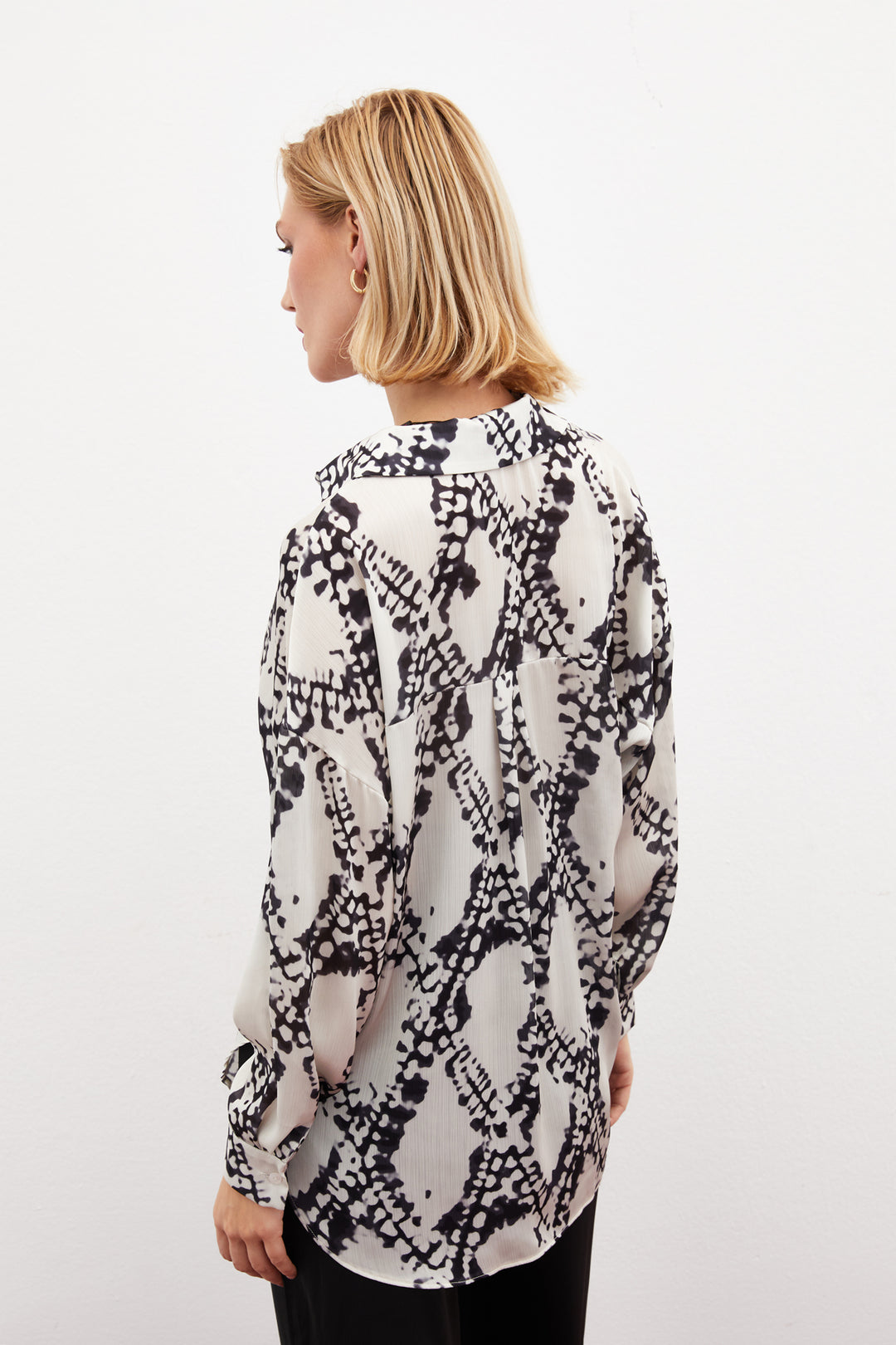 Sateen Chemise ample à motifs - Noir
