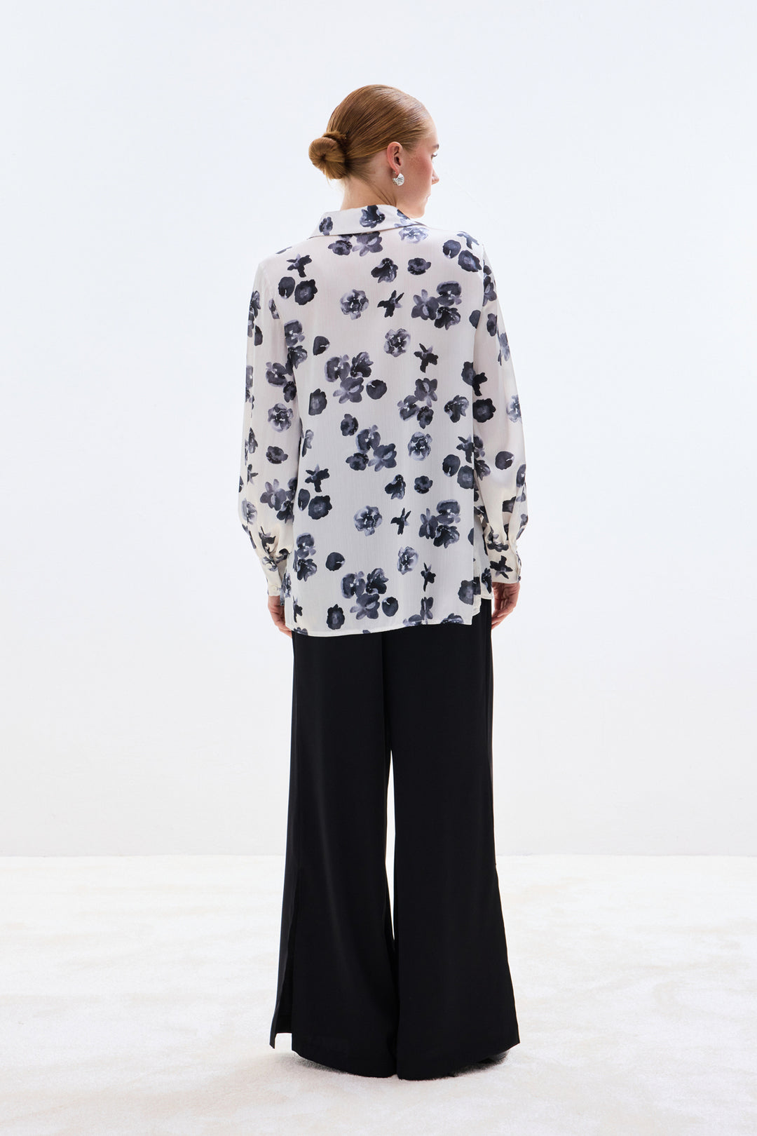Sateen Chemise ample à motifs - Noir