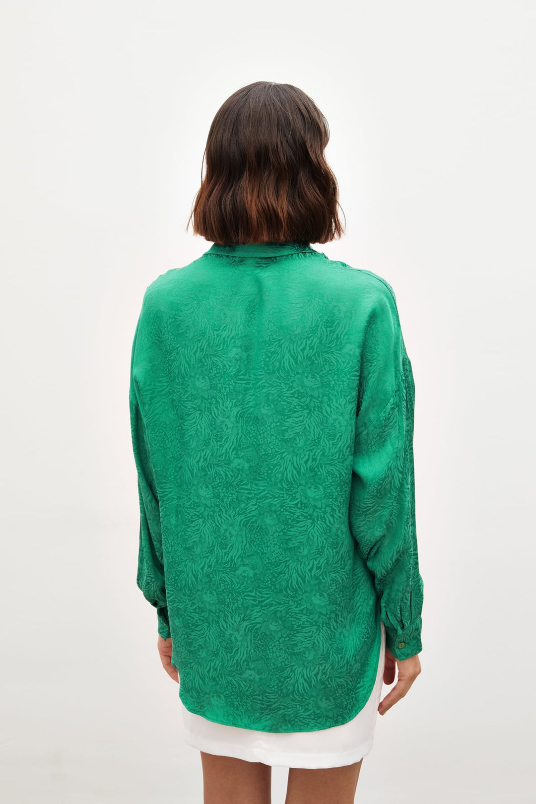Sateen Chemise ample à motifs - Vert