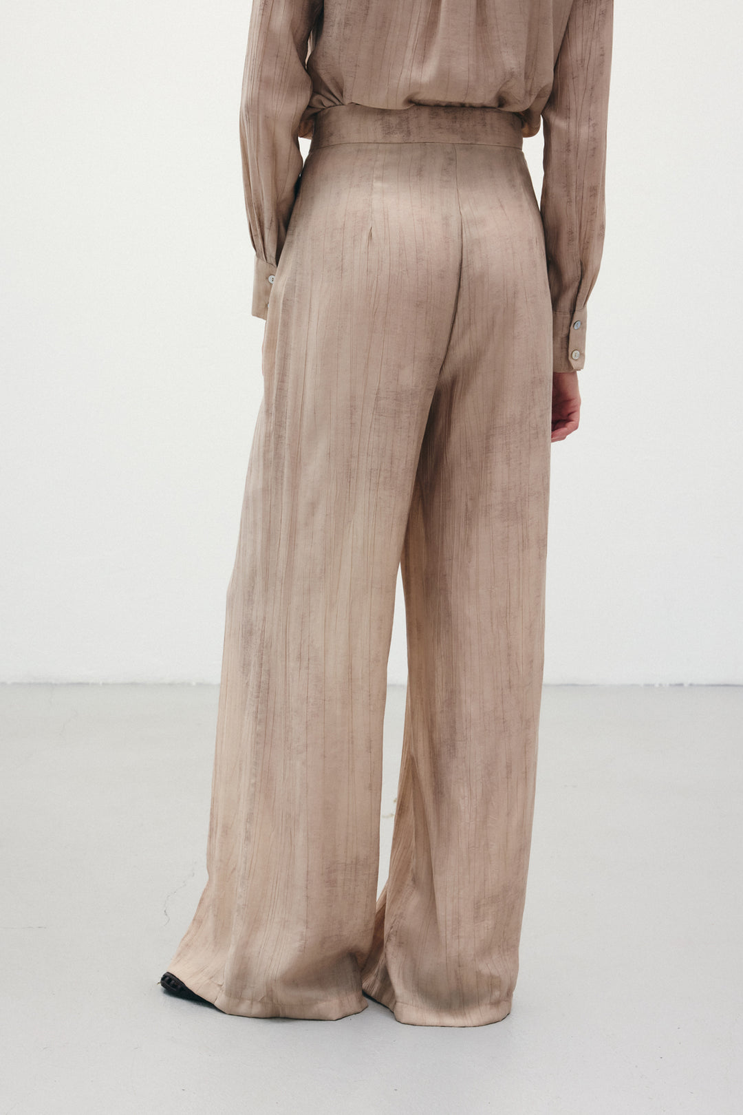 Sateen Pantalon ample à motifs - Beige