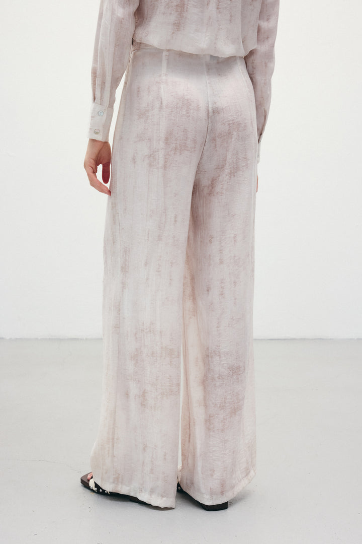 Sateen Pantalon ample à motifs - Pierre
