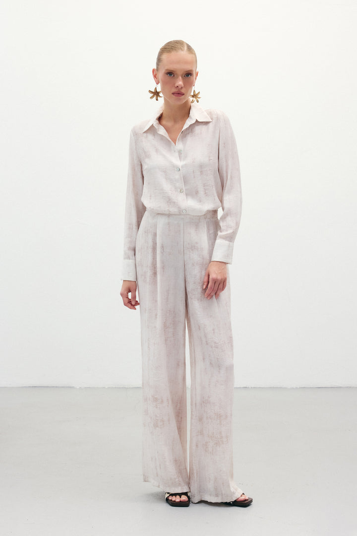 Sateen Pantalon ample à motifs - Pierre