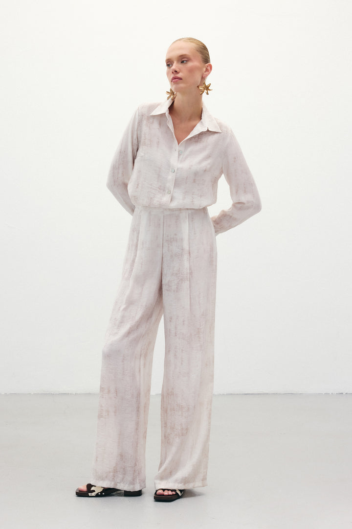 Sateen Pantalon ample à motifs - Pierre