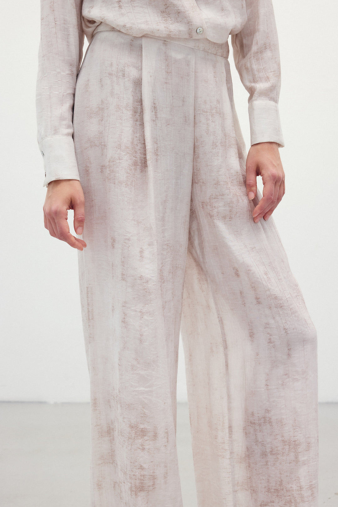 Sateen Pantalon ample à motifs - Pierre