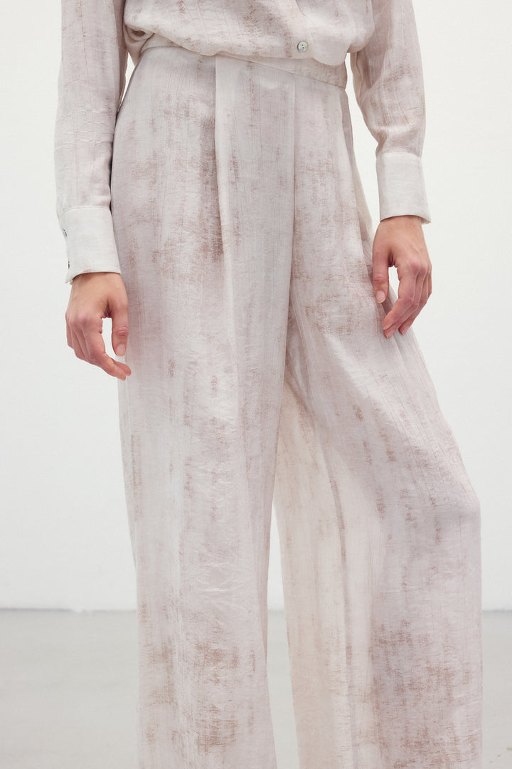 Sateen Pantalon ample à motifs - Pierre