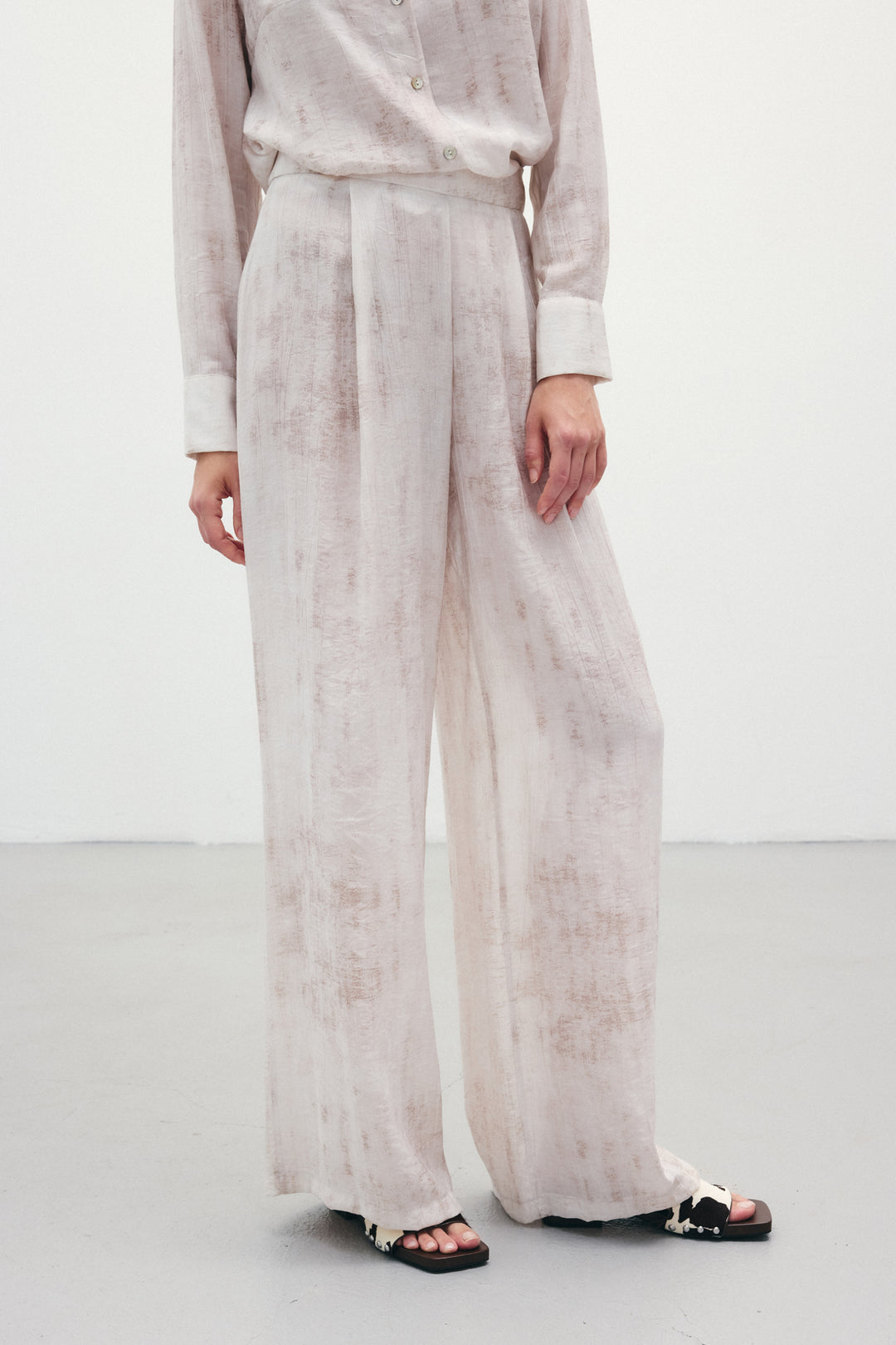 Sateen Pantalon ample à motifs - Pierre