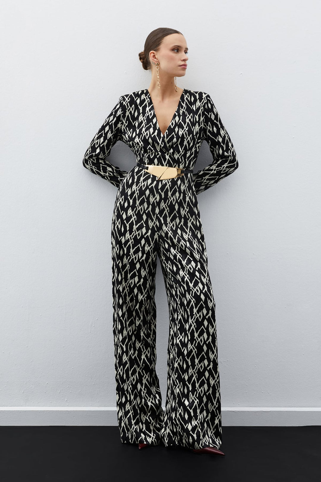 Sateen Combinaison Imprimée en Satin - Noir