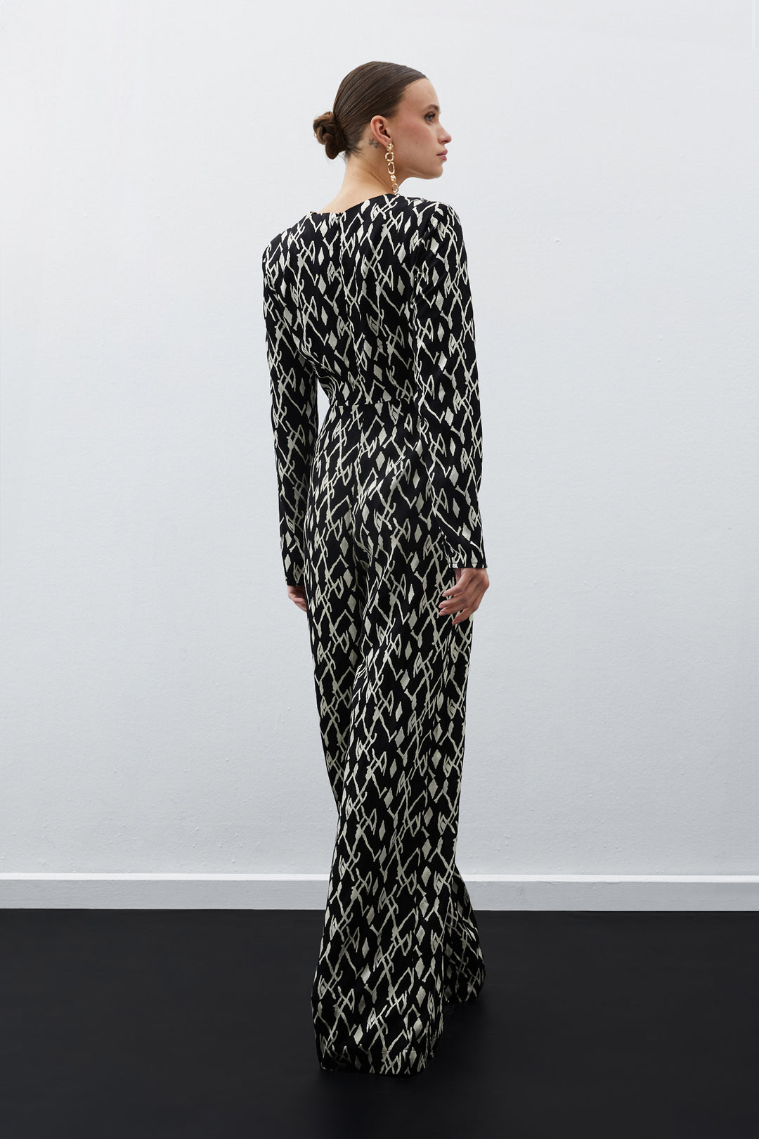 Sateen Combinaison Imprimée en Satin - Noir