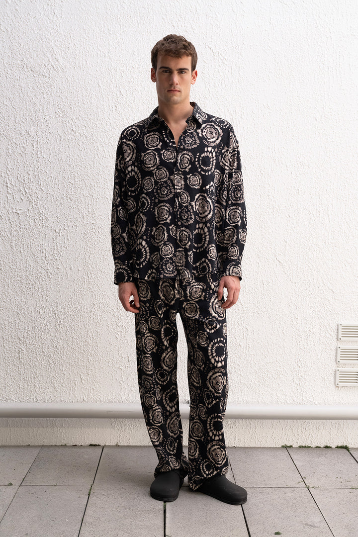 Giesto Pantalon Noir Imprimé - Noir