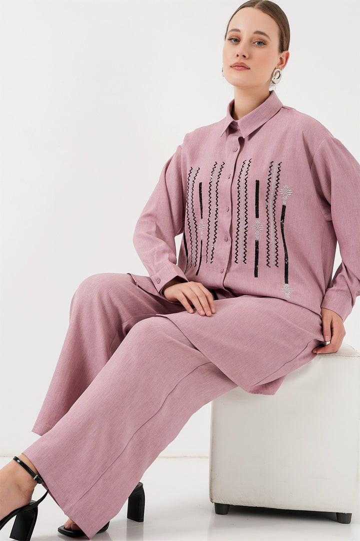 Bigdart Ensemble Tunique Pantalon à Motifs 6720 - gül kurusu