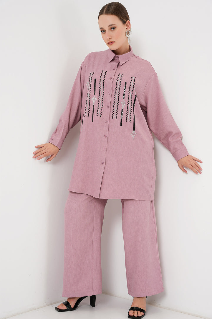 Bigdart Ensemble Tunique Pantalon à Motifs 6720 - gül kurusu