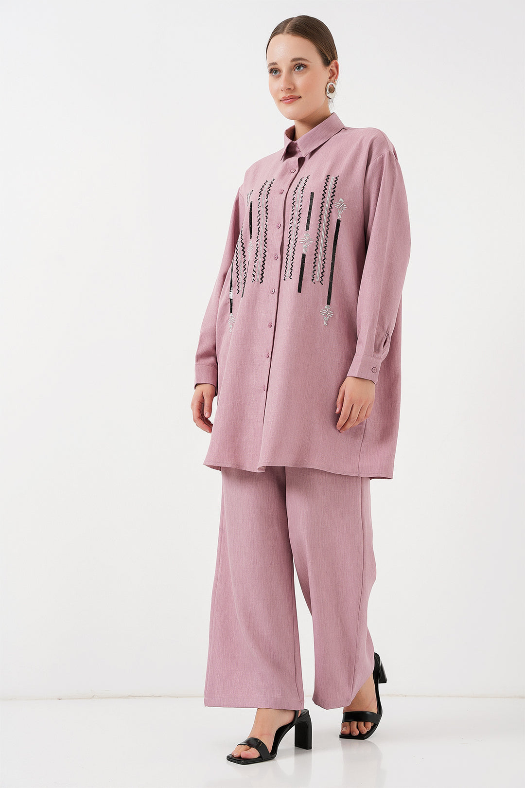 Bigdart Ensemble Tunique Pantalon à Motifs 6720 - gül kurusu
