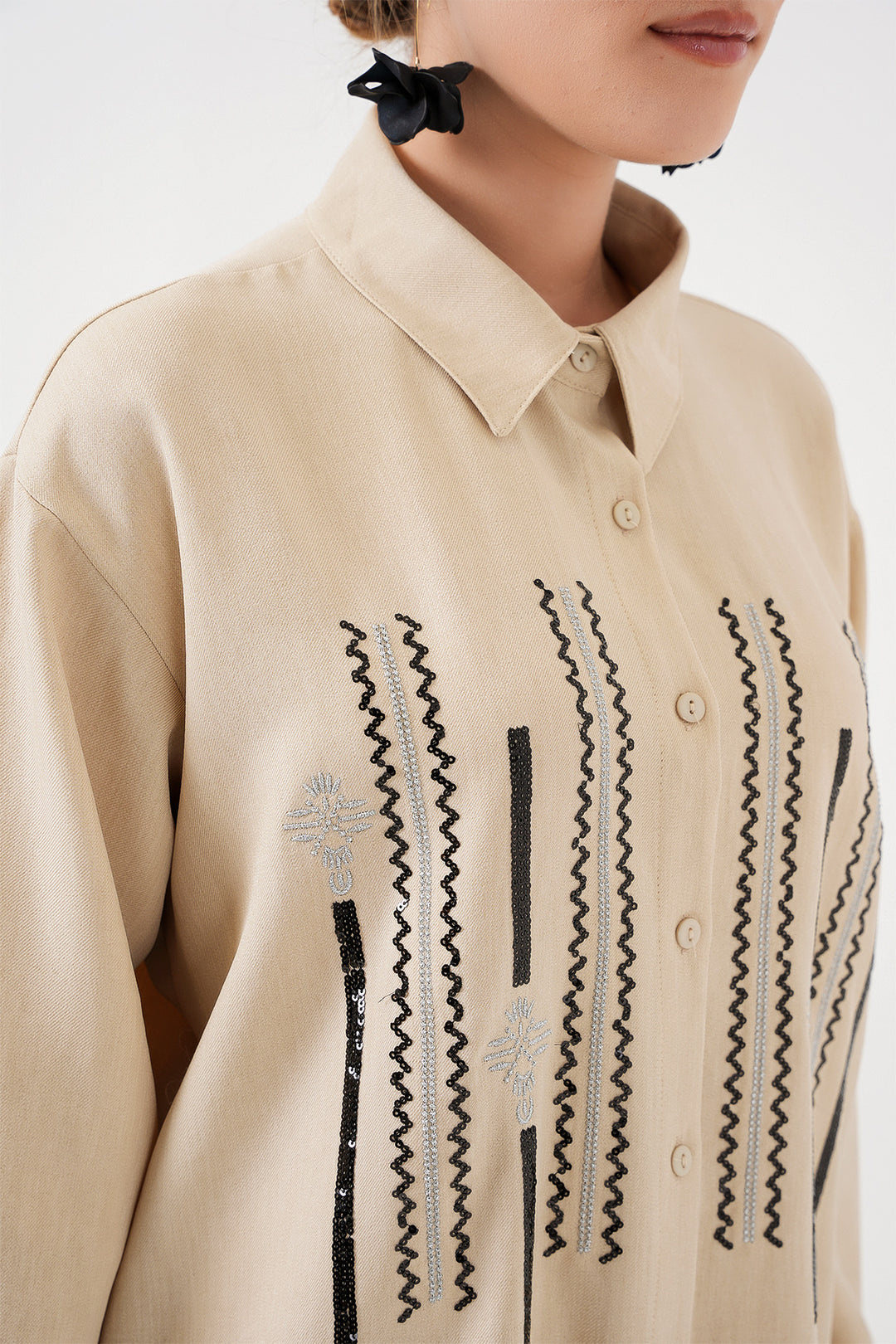 Bigdart Ensemble tunique pantalon à motifs 6720 - Crème