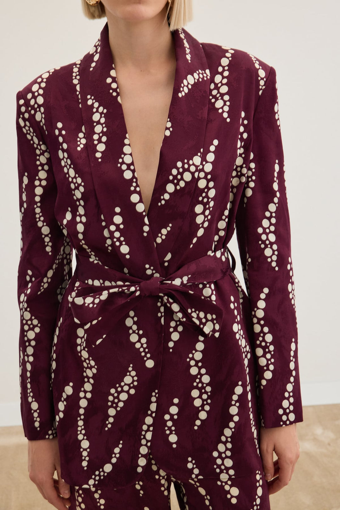 Sateen Veste Longue Imprimée - Bordeaux