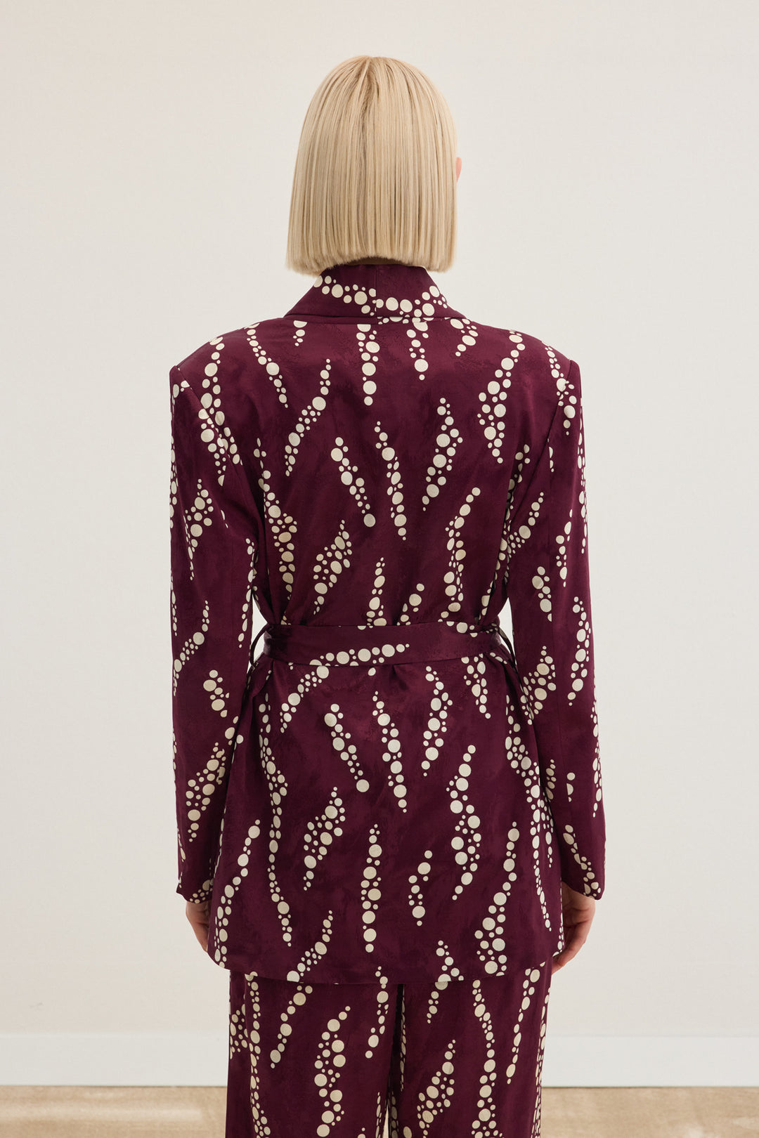 Sateen Veste Longue Imprimée - Bordeaux