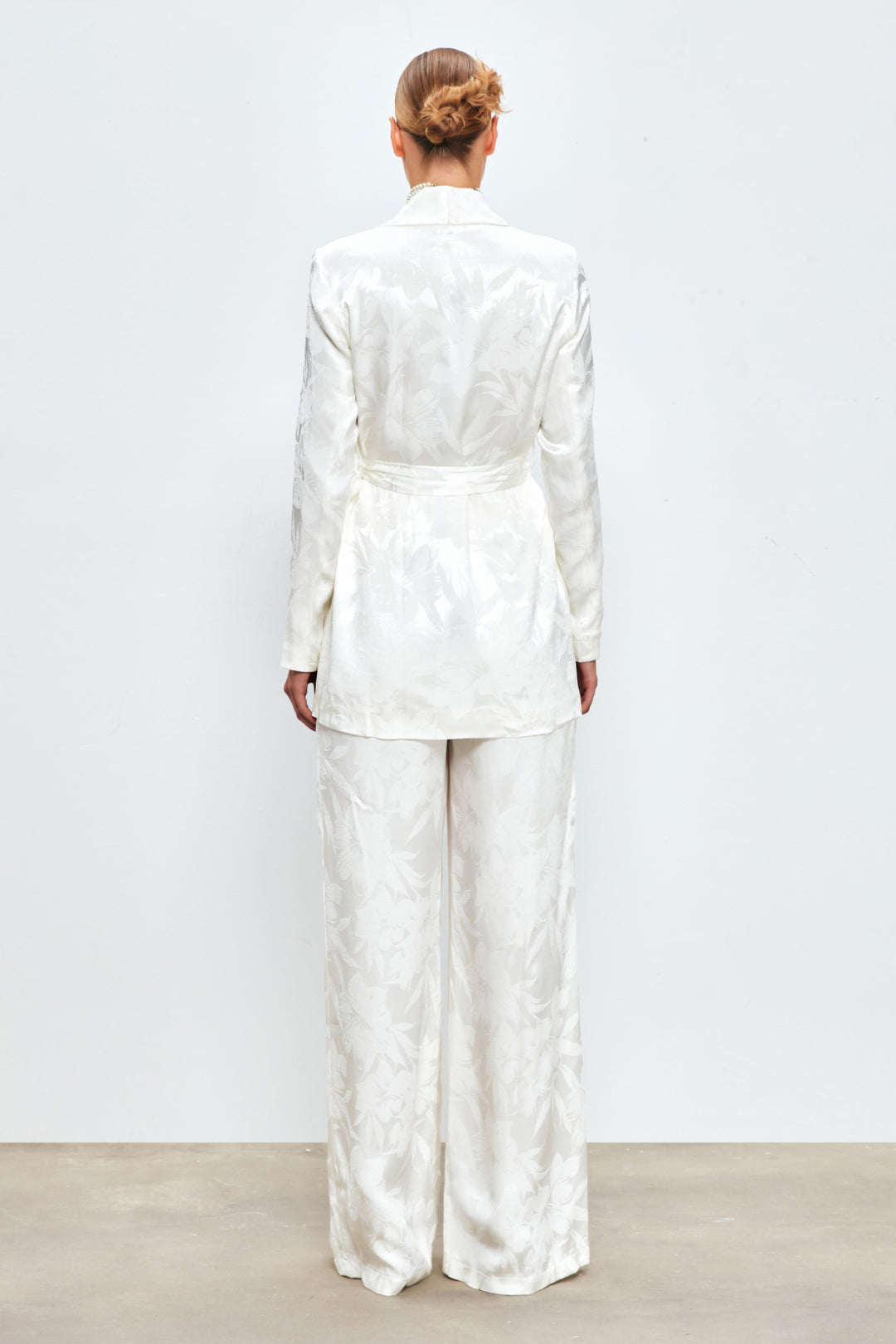 Sateen Veste Longue Imprimée - Écru