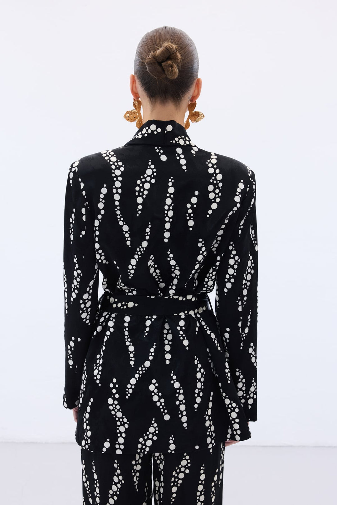 Sateen Veste Longue Imprimée - Noir