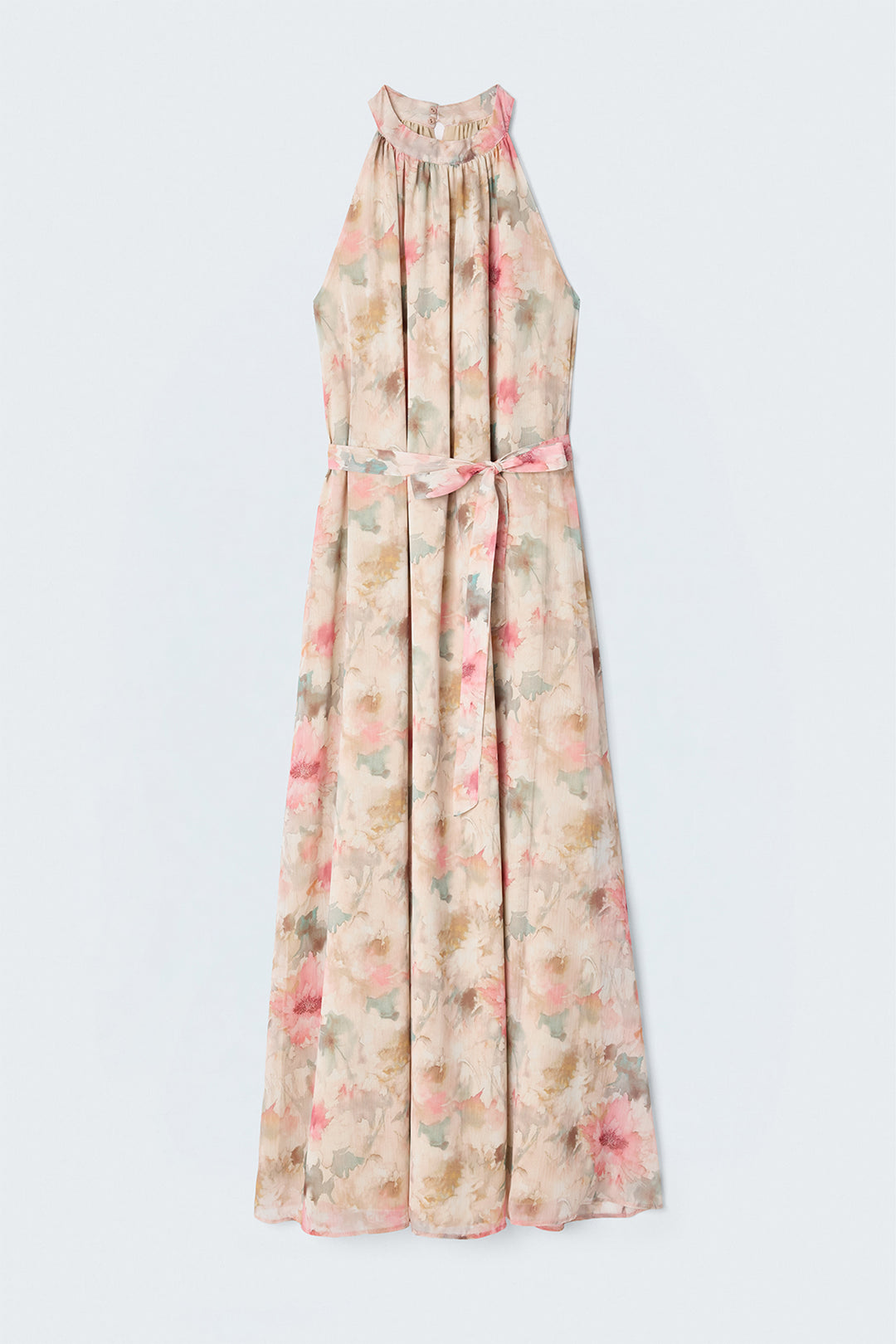 Sateen Robe longue à motifs - Rose