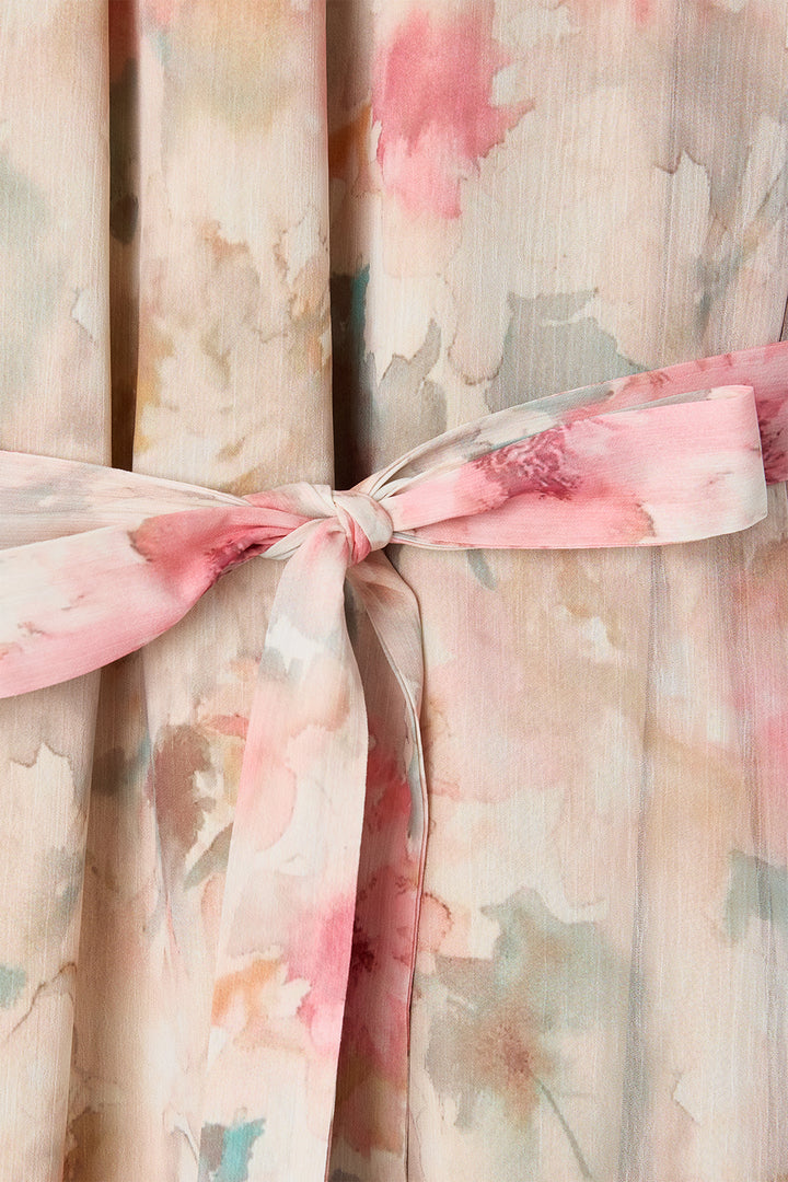 Sateen Robe longue à motifs - Rose