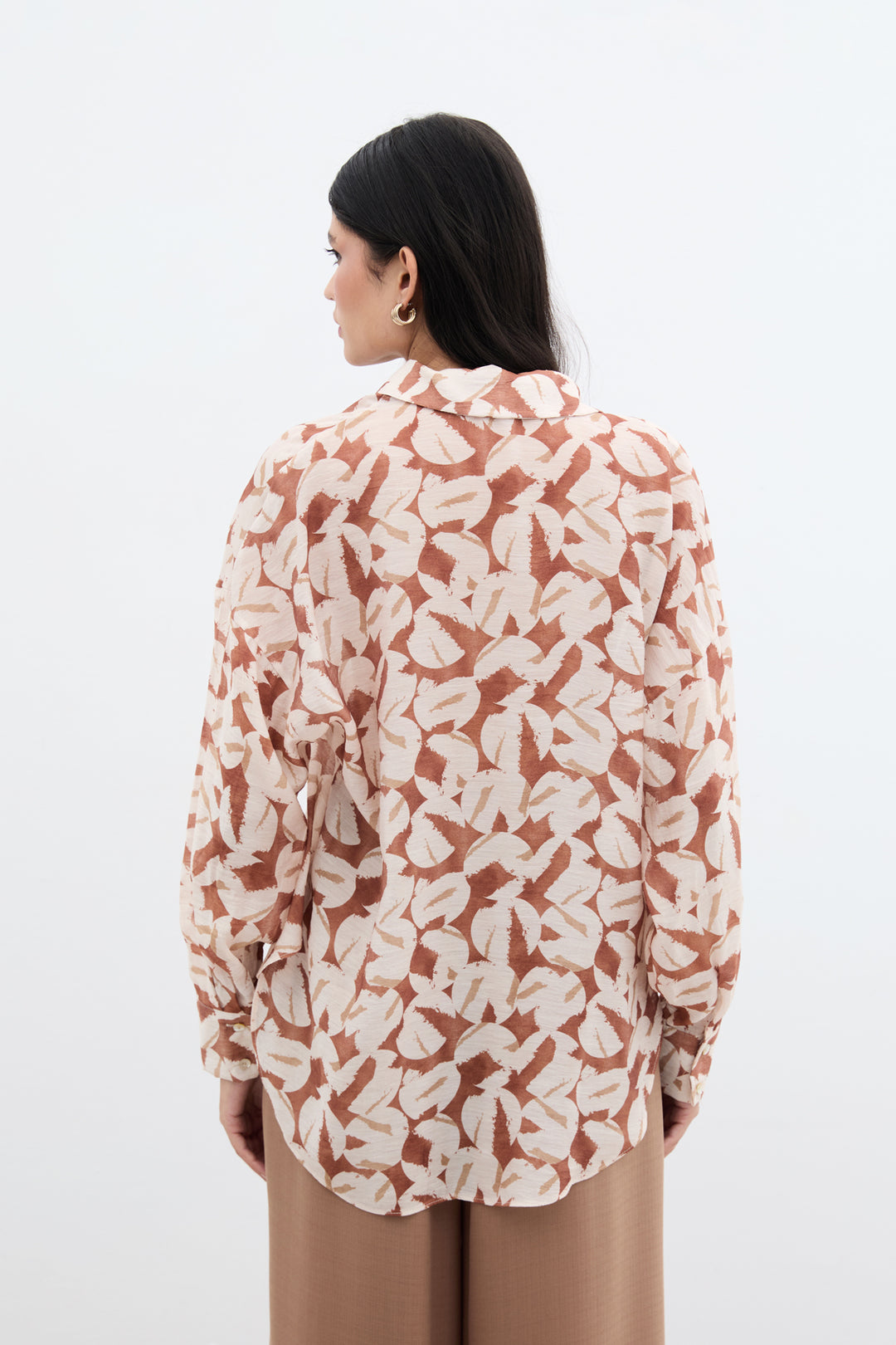 Sateen Chemise en Viscose Imprimée - Marron