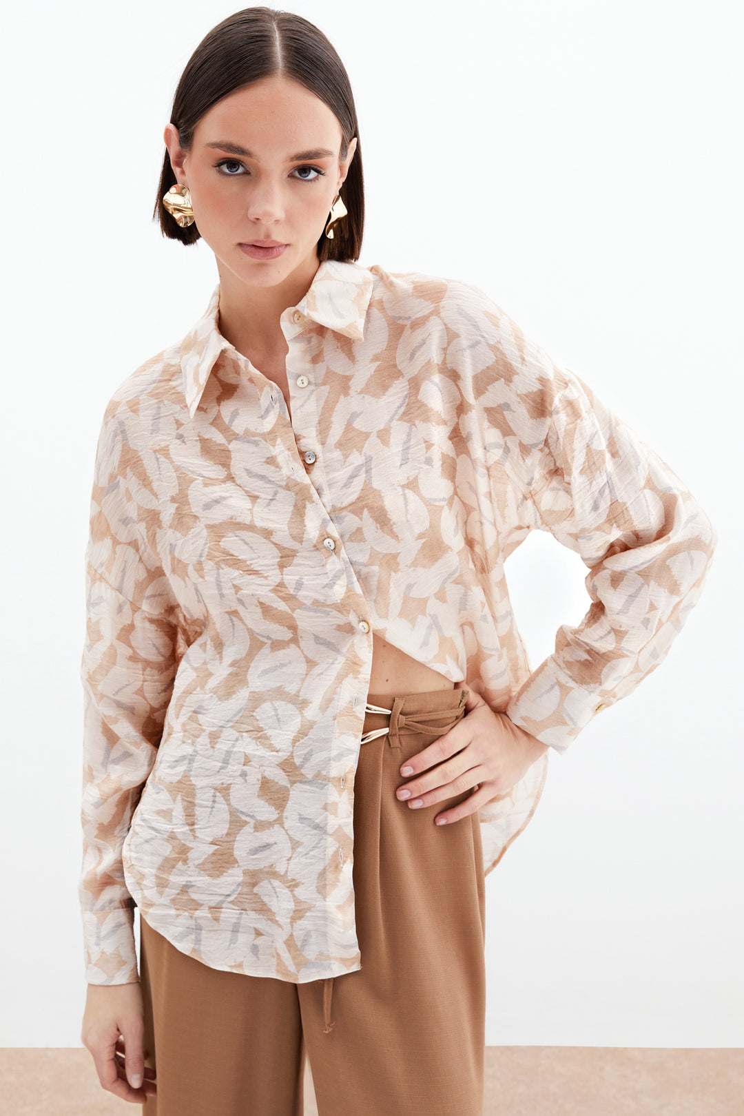 Sateen Chemise en Viscose Imprimée - Pierre