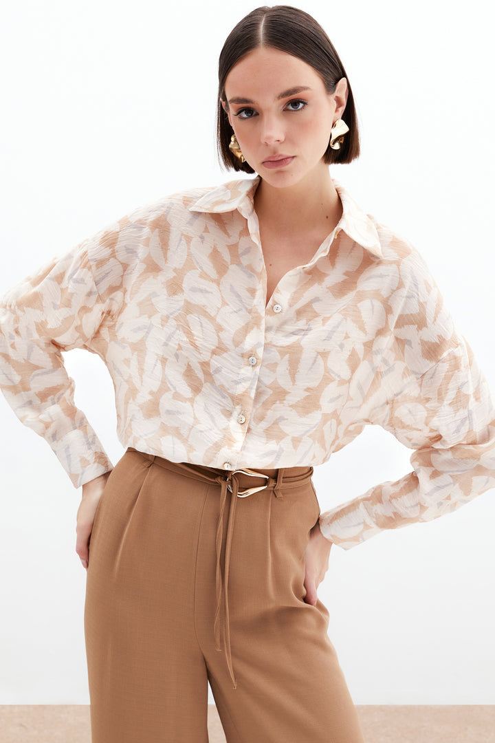 Sateen Chemise en Viscose Imprimée - Pierre