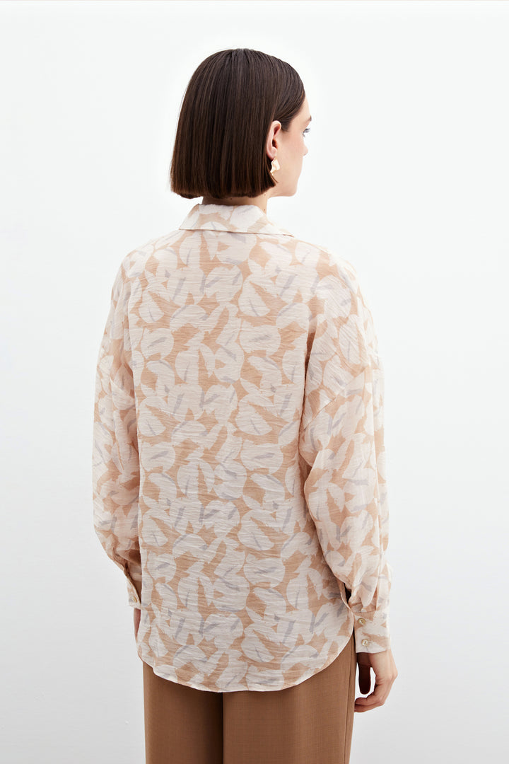 Sateen Chemise en Viscose Imprimée - Pierre
