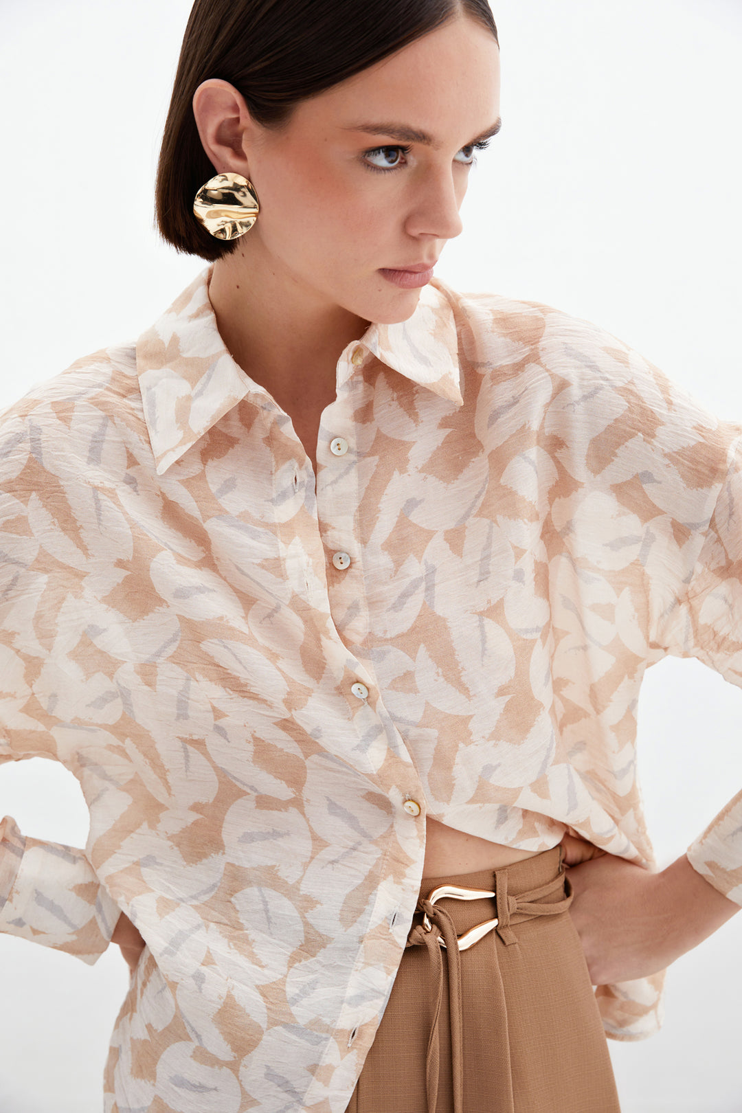 Sateen Chemise en Viscose Imprimée - Pierre