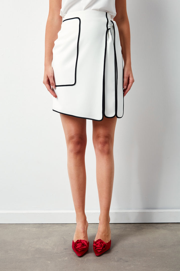 Sateen Jupe Mini Détail - Écru
