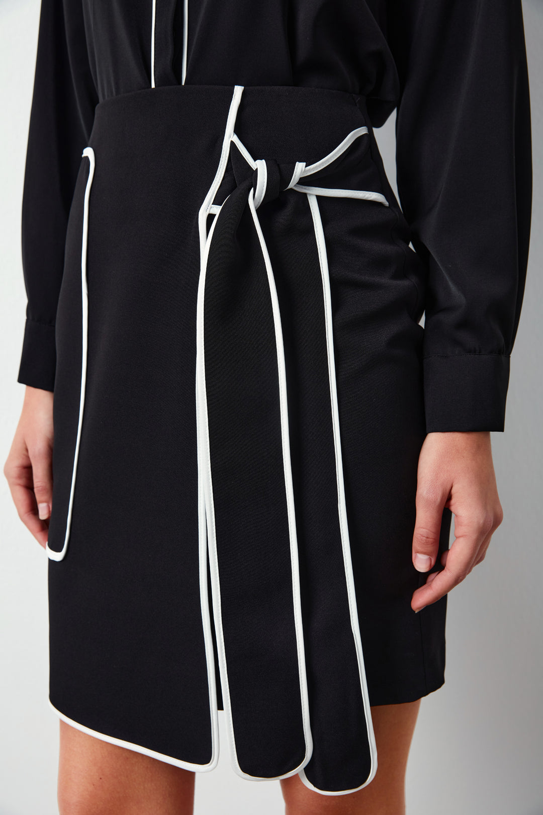 Sateen Jupe Mini Détail - Noir