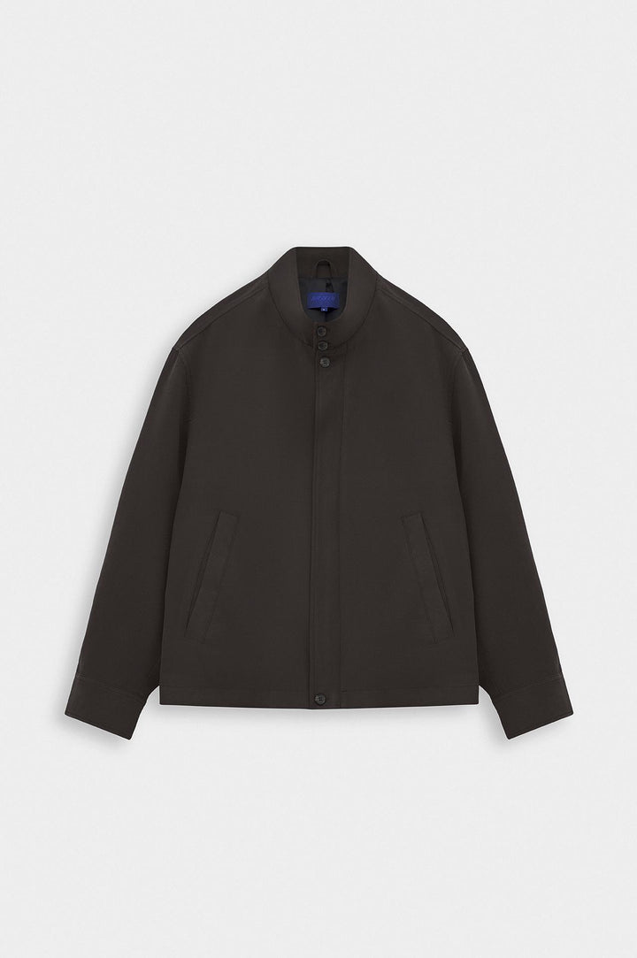 Giesto Veste en modal fine marron à col montant et zip - Marron