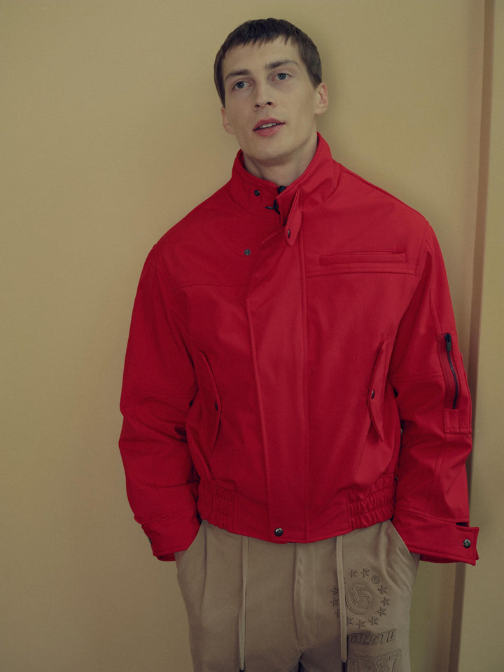 Giesto Veste technique rouge à col montant et intérieur polaire - Rouge