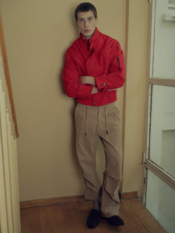 Giesto Veste technique rouge à col montant et intérieur polaire - Rouge
