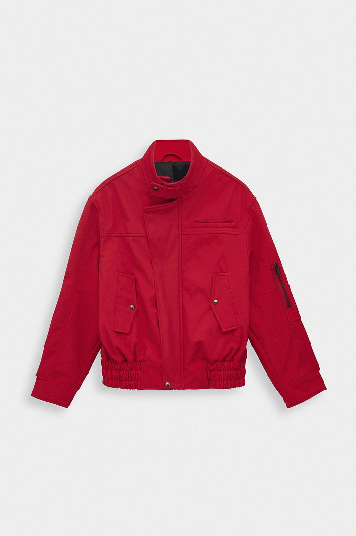 Giesto Veste technique rouge à col montant et intérieur polaire - Rouge