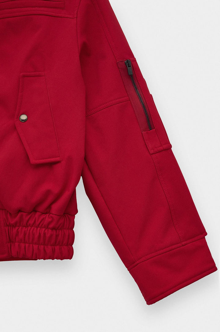 Giesto Veste technique rouge à col montant et intérieur polaire - Rouge