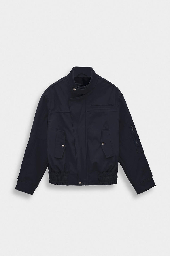 Giesto Veste technique bleu marine à col montant et intérieur polaire - Bleu marine