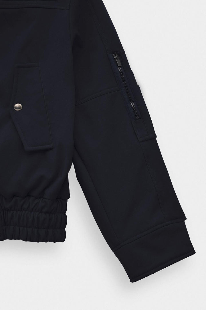 Giesto Veste technique bleu marine à col montant et intérieur polaire - Bleu marine