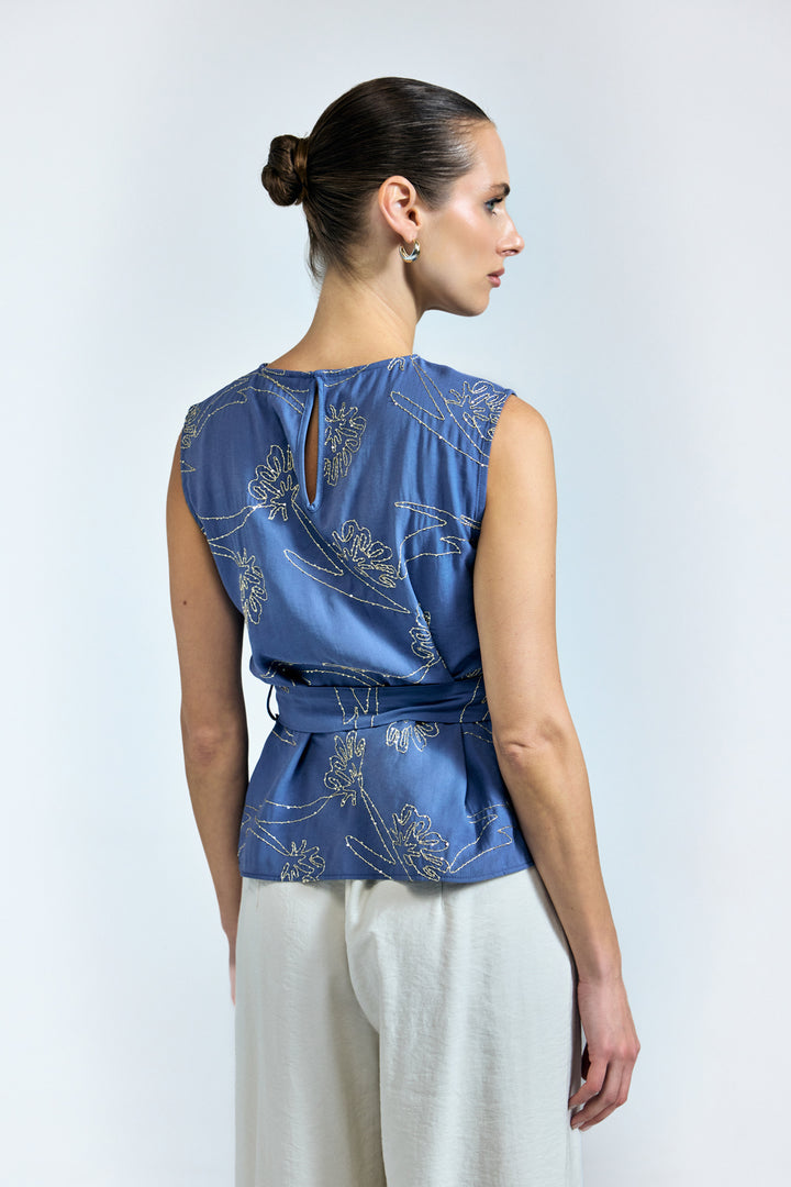 Sateen Blouse Dina - Indigo