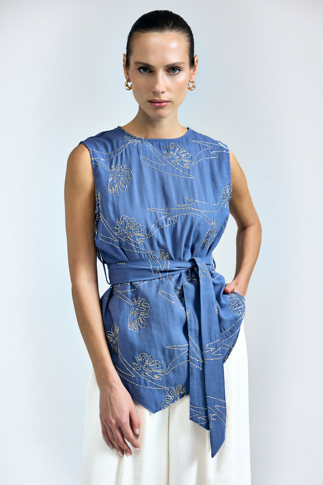 Sateen Blouse Dina - Indigo
