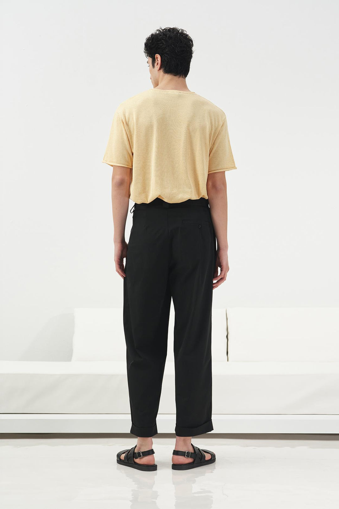 Giesto Pantalon noir à double pli avec boutons extérieurs - Noir