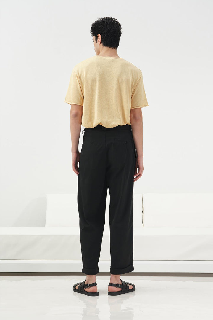 Giesto Pantalon noir à double pli avec boutons extérieurs - Noir