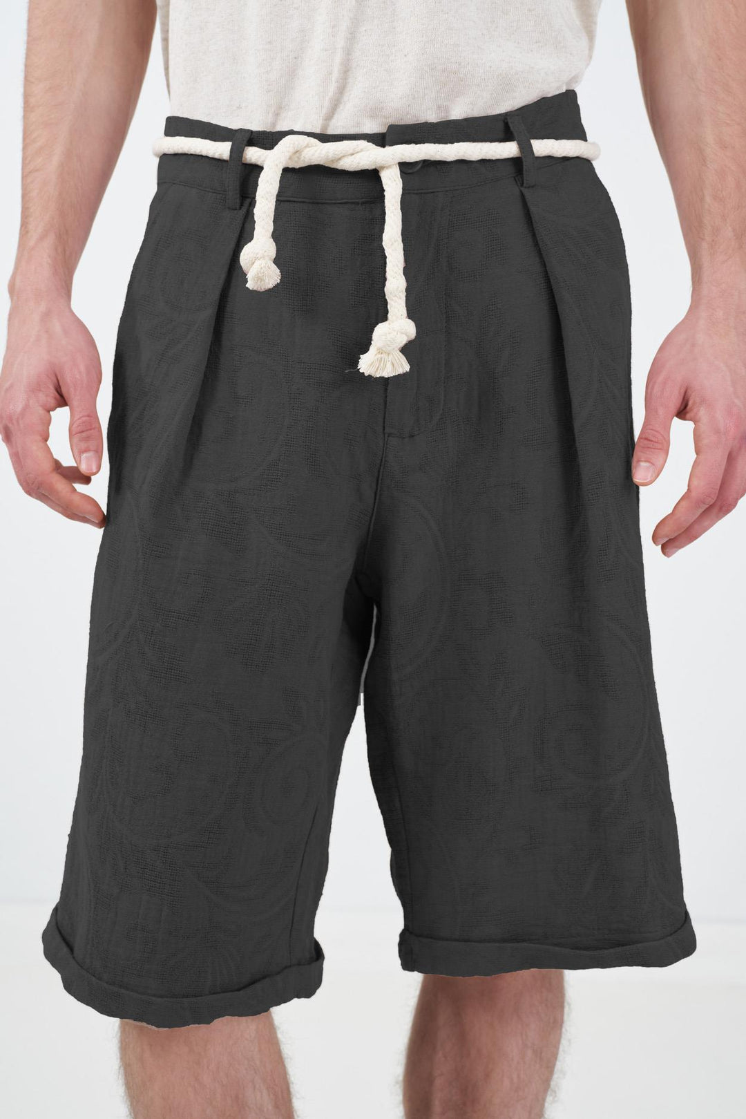 Giesto Short en muslin texturé anthracite - Anthracite