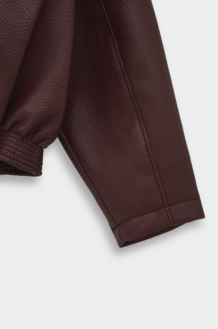 Giesto Veste en cuir bordeaux texturée - Bordeaux