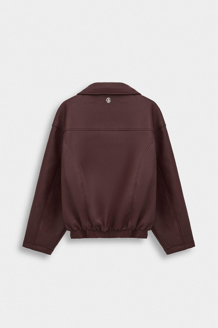 Giesto Veste en cuir bordeaux texturée - Bordeaux