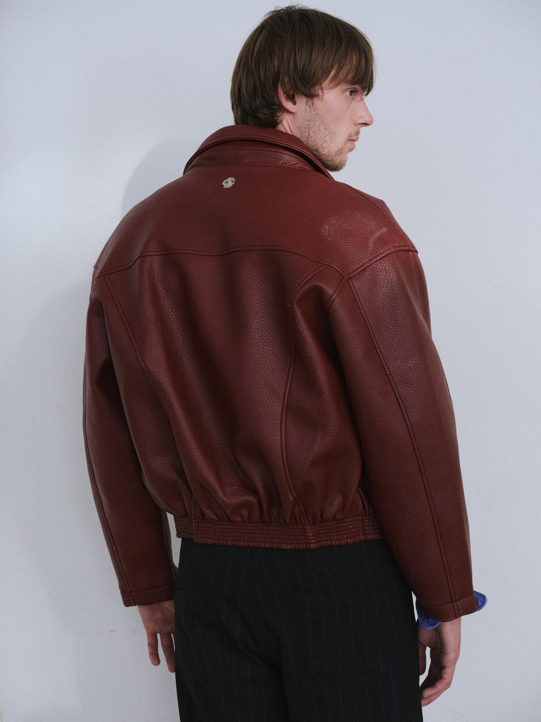 Giesto Veste en cuir bordeaux texturée - Bordeaux